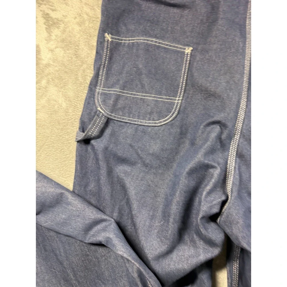 Vintage Roebucks Denim Bib Overalls Men's 46x29 Dark Wash USA Workwear